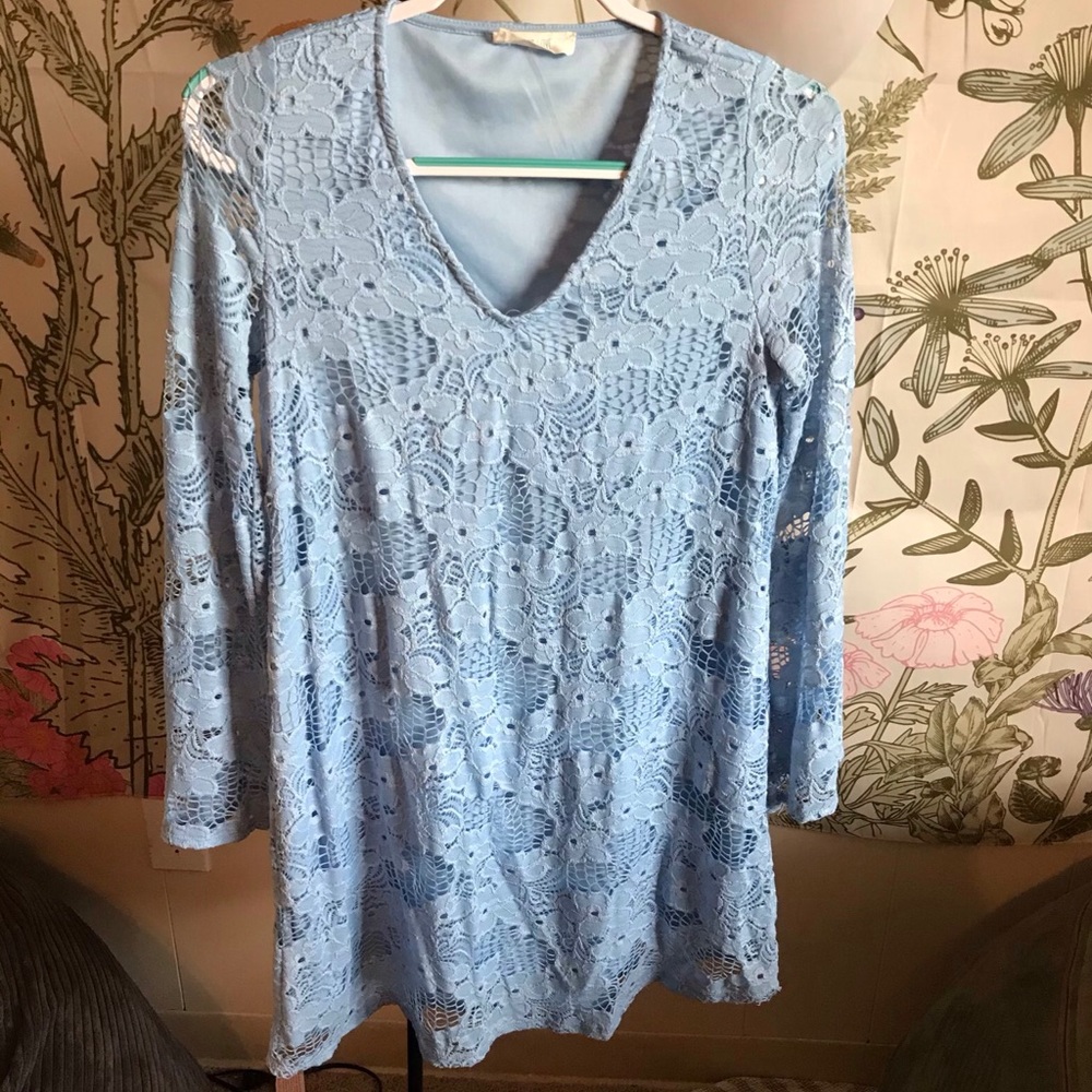 Blue floral lace dress